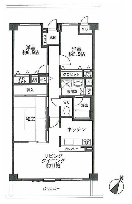 Floor plan. 3LDK, Price 22,800,000 yen, Occupied area 78.77 sq m , Balcony area 8.82 sq m