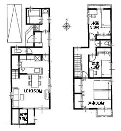 Other building plan example. Building plan example building price 15.6 million yen, Building area 93.56 sq m
