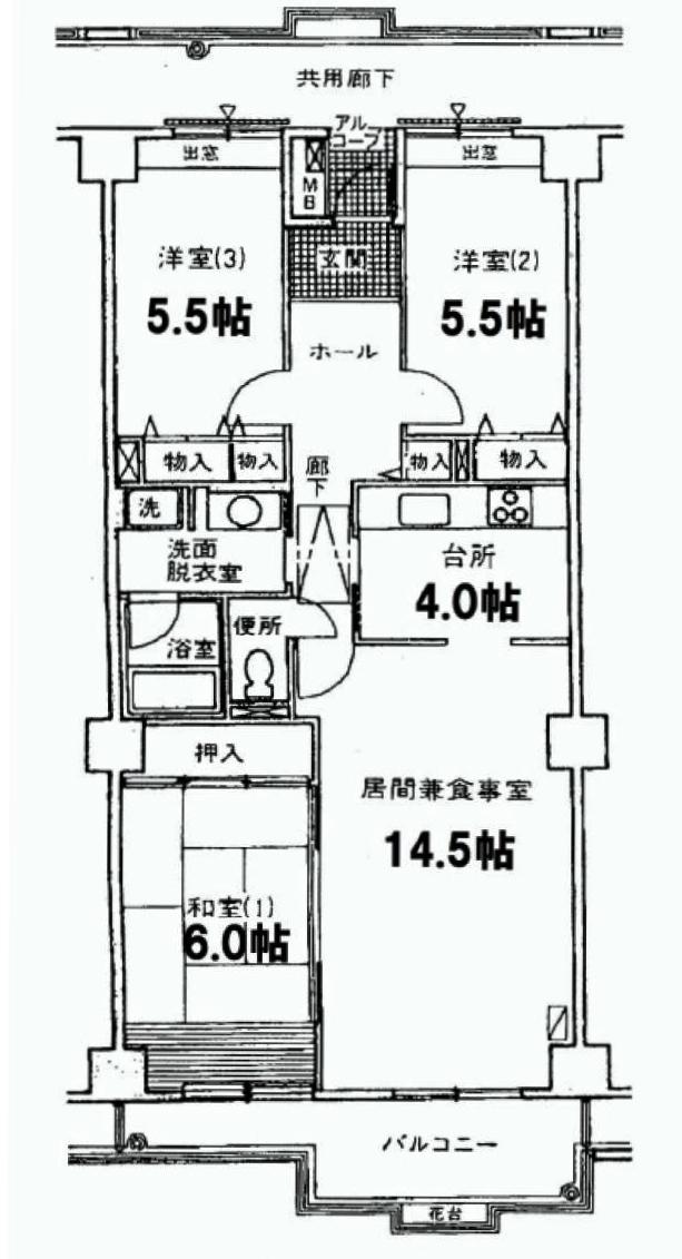 Floor plan. 3LDK, Price 21 million yen, Occupied area 88.25 sq m , Balcony area 11.63 sq m