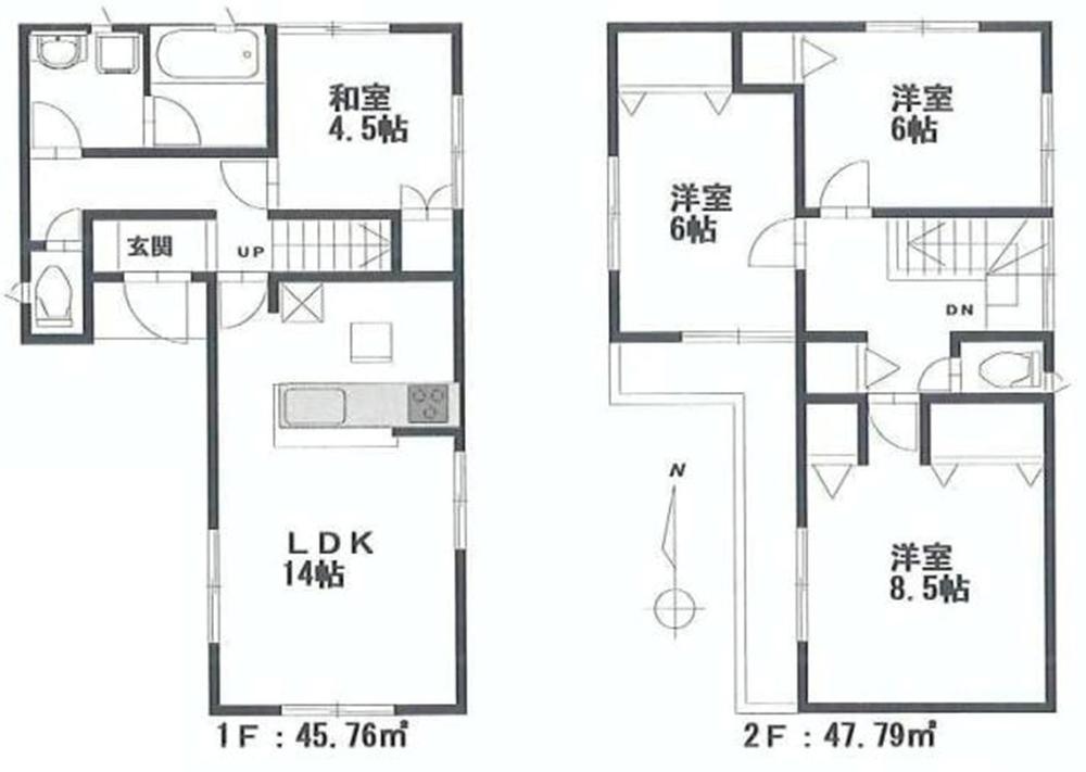 Floor plan. (1 Building), Price 26,800,000 yen, 4LDK, Land area 117.27 sq m , Building area 93.55 sq m