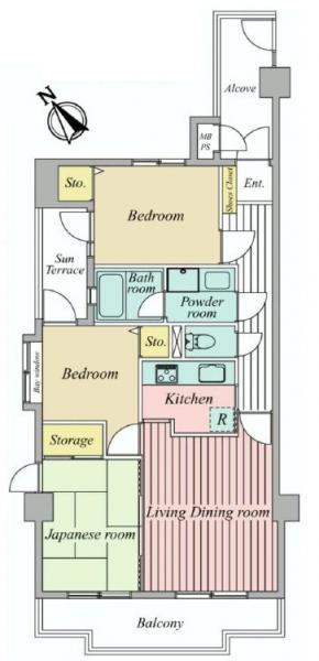 Floor plan. 3LDK, Price 16,900,000 yen, Occupied area 62.38 sq m , Balcony area 11.4 sq m