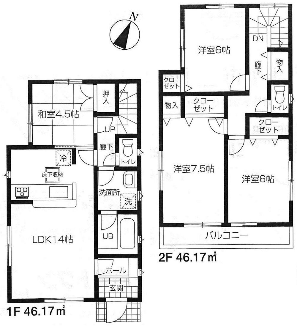 Floor plan. 32,800,000 yen, 4LDK, Land area 134.65 sq m , Building area 92.74 sq m