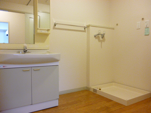 Washroom. Wash dressing room is a door. Bulkhead. Internally curtain rail