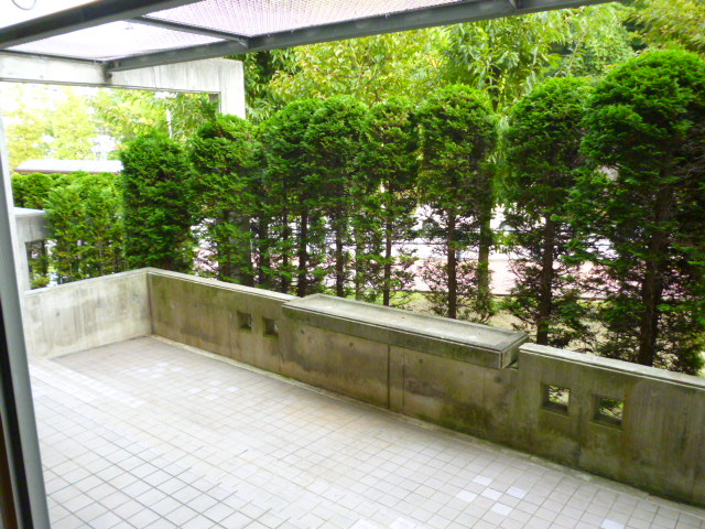 Balcony. Dedicated terrace. There is a hedge to be not visible from the outside