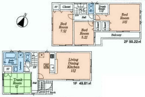 Floor plan. (3), Price 33,800,000 yen, 4LDK, Land area 106.58 sq m , Building area 100.03 sq m