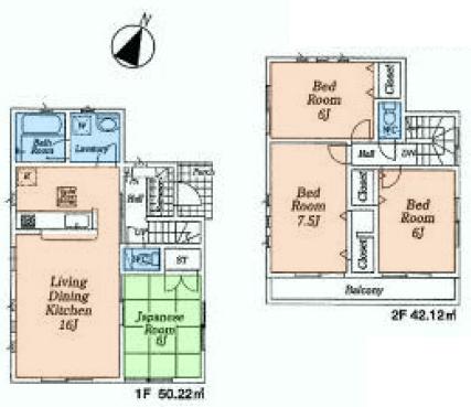 Floor plan. (2), Price 34,800,000 yen, 4LDK, Land area 106.52 sq m , Building area 92.34 sq m