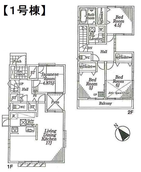 Floor plan. (1 Building), Price 24,800,000 yen, 4LDK, Land area 145.15 sq m , Building area 93.15 sq m