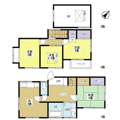 Floor plan. Floor type: 4DK type ○ 1998 August Built ○ all-electric housing ○ all room southeast direction