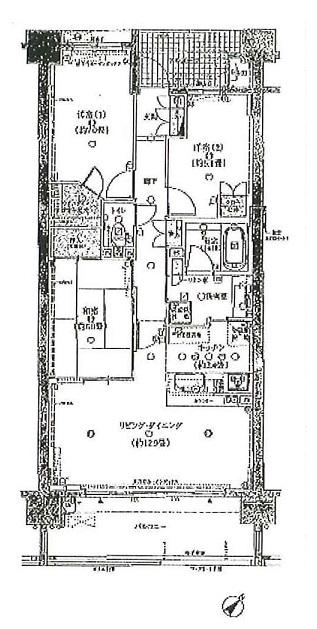 Floor plan. 3LDK, Price 33 million yen, Occupied area 77.22 sq m , Balcony area 12.6 sq m