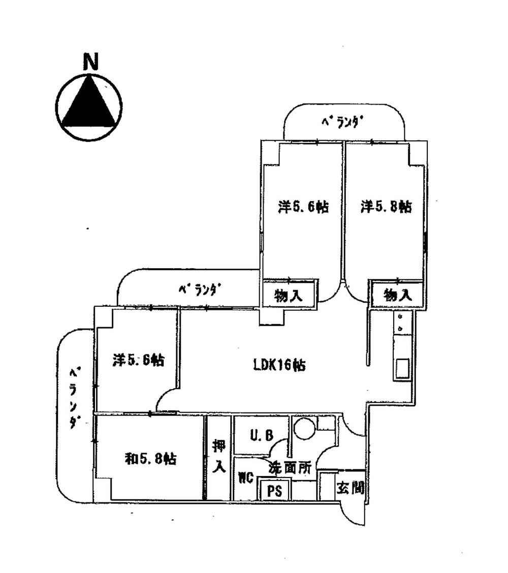 Floor plan. 4LDK, Price 18,800,000 yen, Footprint 85.2 sq m , Balcony area 16.11 sq m ◎ LDK16 quires more ◎ 3 sided balcony