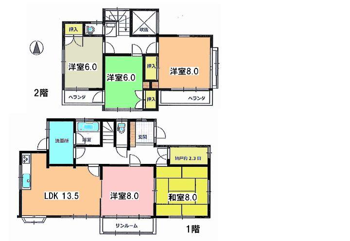 Floor plan. 19,800,000 yen, 5LDK, Land area 258.08 sq m , Building area 115.49 sq m