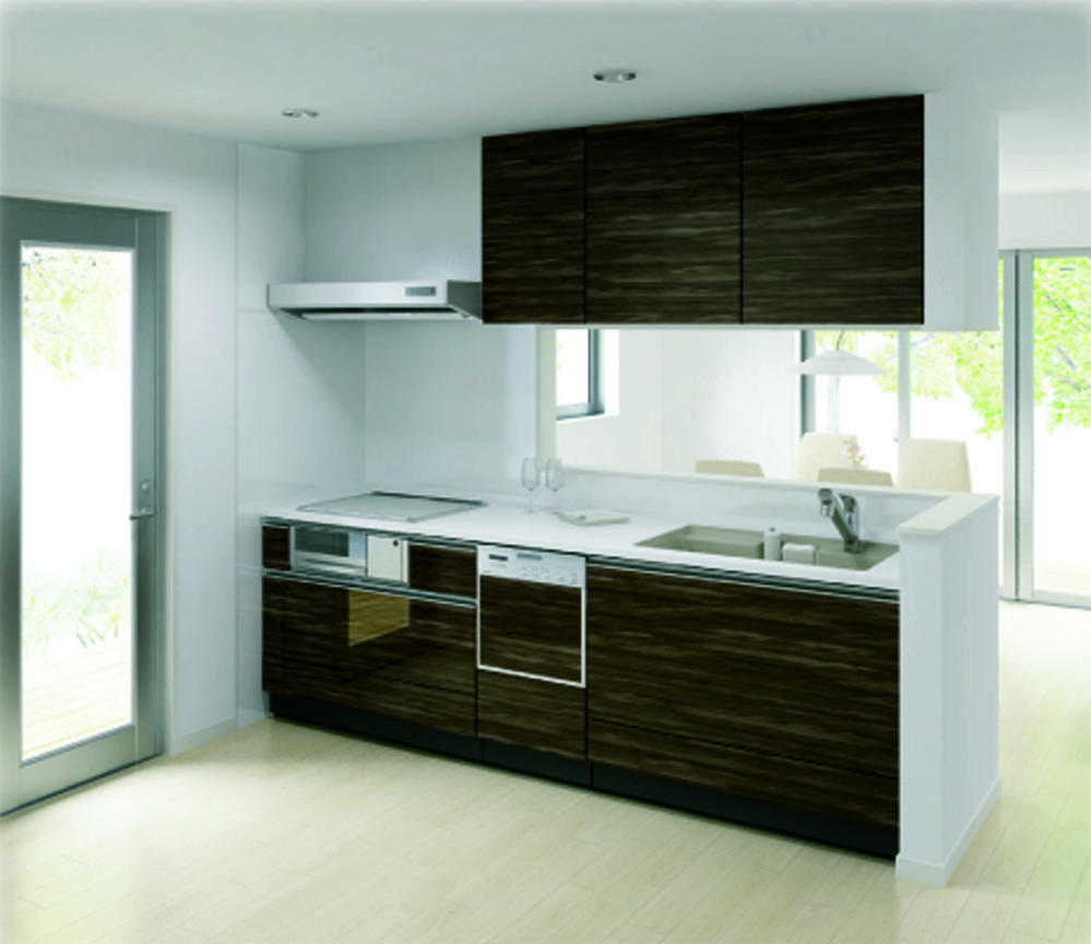 Kitchen. Artificial marble sink, Dish dryer, Soft-close storage, Current plate smart hood exhaust fan
