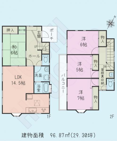 Floor plan. 22 million yen, 4LDK, Land area 120.14 sq m , Building area 96.87 sq m