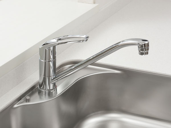 Kitchen.  [Single lever faucet] The amount of water in the lever operation one, Installing the temperature adjustable single-lever faucet.