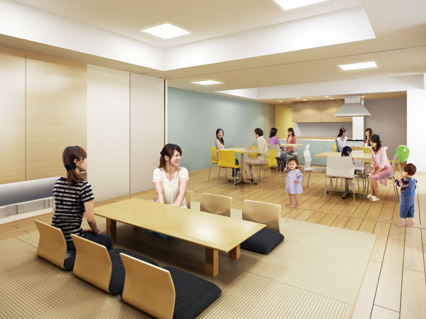 Shared facilities.  [Party Room ・ Multipurpose room] Party room that can be used as a fun gatherings and events, such as a birthday party ・ We prepared a multipurpose room. As a space that memorable time of the family is born, You can feel free to use. (Rendering)