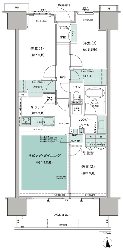 Floor: 3LD ・ K + N (storeroom) + 2WTC (walk-through closet), the occupied area: 75.09 sq m, Price: 36,800,000 yen (tentative)