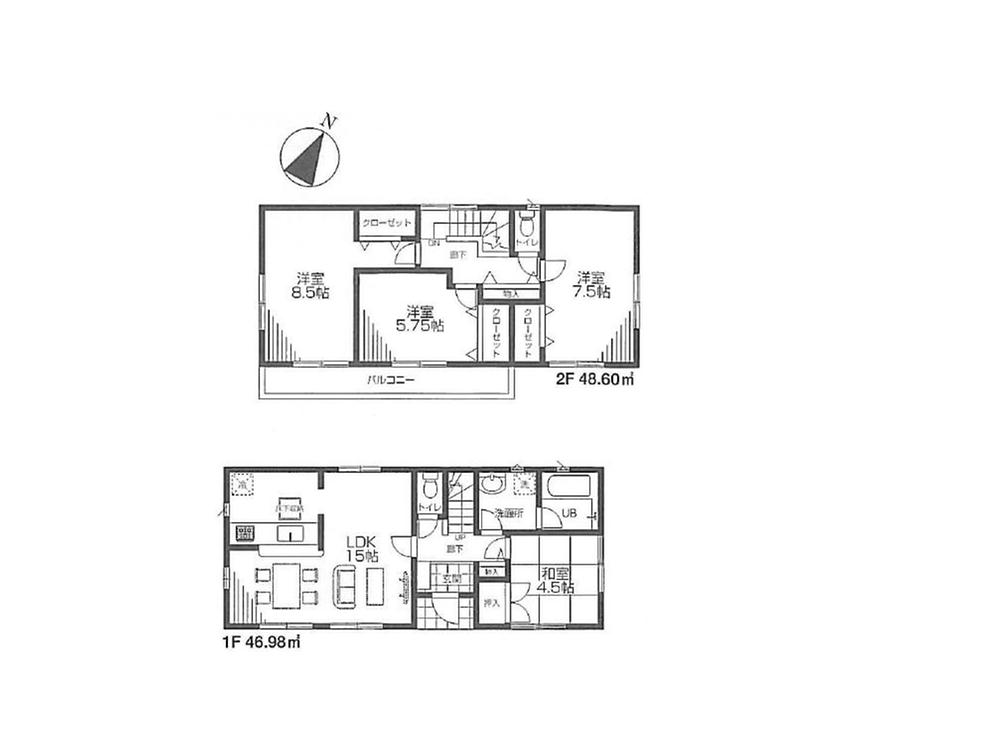 Floor plan. 19,800,000 yen, 4LDK, Land area 158.22 sq m , Building area 95.58 sq m