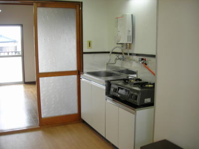 Kitchen. Gas stove 2-neck ・ Water heater is equipped. 