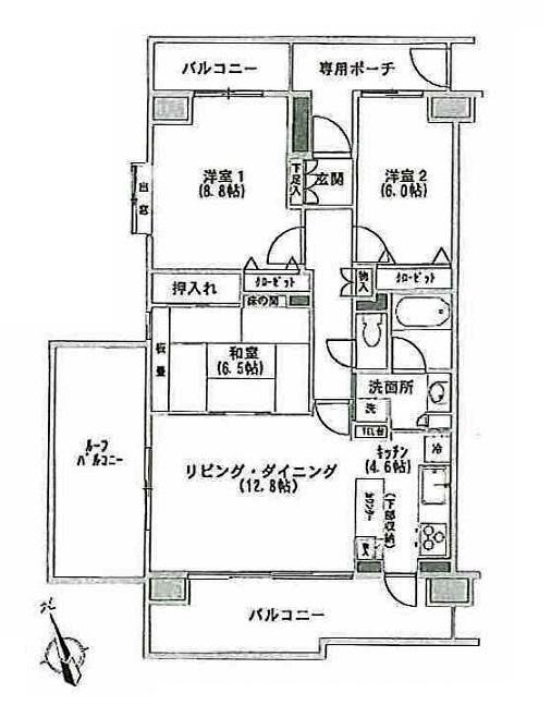 Floor plan. 3LDK, Price 34,800,000 yen, Occupied area 84.69 sq m , Balcony area 17.21 sq m