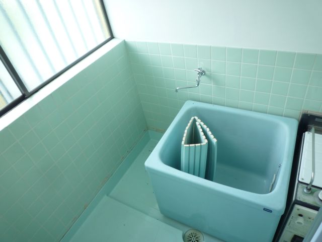 Bath. Stylish light blue bathroom