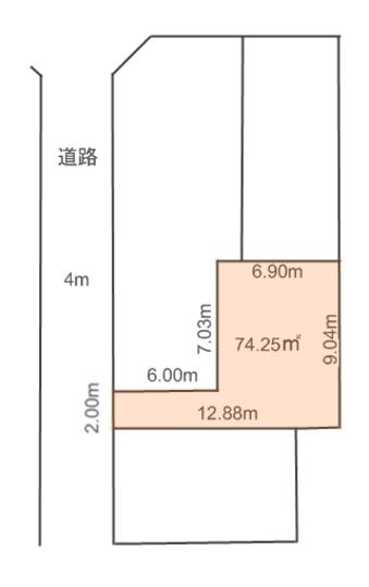 Compartment figure. Land price 12.5 million yen, Land area 74.25 sq m