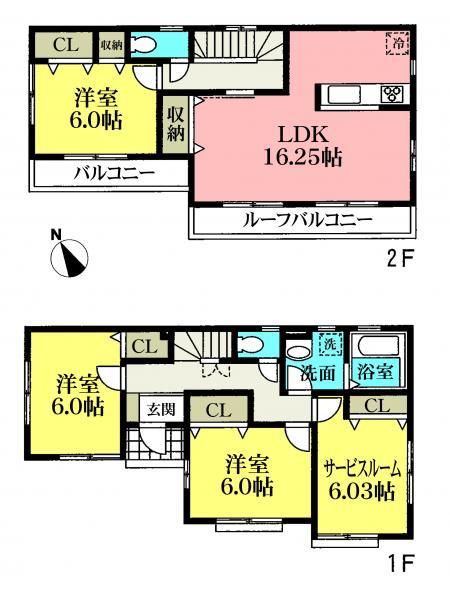 Floor plan. 26,800,000 yen, 3LDK+S, Land area 94.2 sq m , Building area 99.36 sq m
