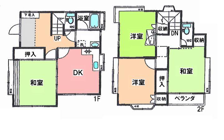 Floor plan. 13.5 million yen, 4DK, Land area 114.08 sq m , Building area 83.44 sq m