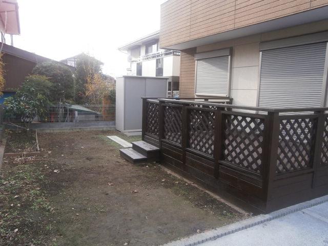 Garden. With wood deck