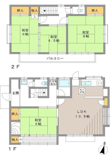 Floor plan. 23.5 million yen, 4LDK, Land area 122.05 sq m , Building area 96.76 sq m