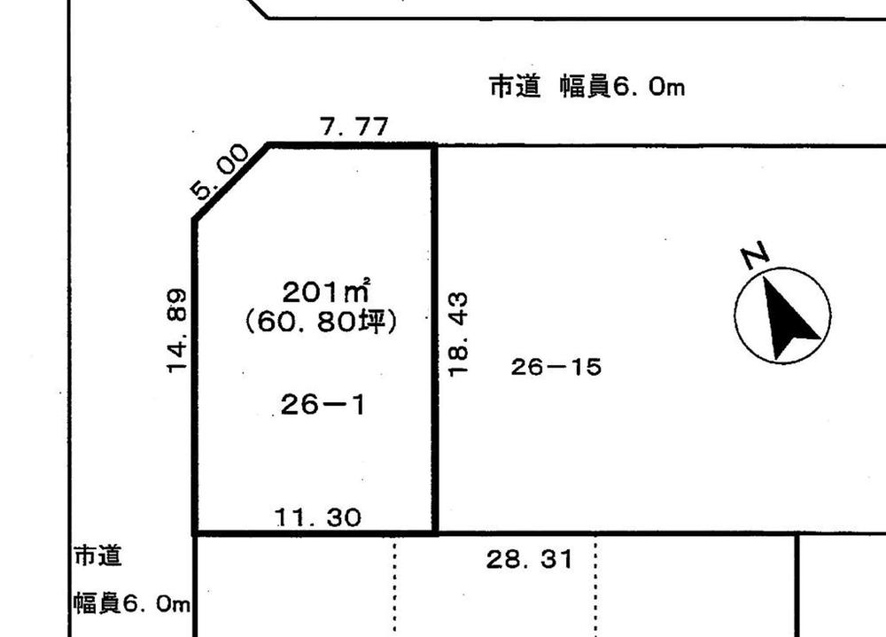 Compartment figure. Land price 30 million yen, Has been Seddo to land area 201 sq m northwest corner lot 6m road, Since the building is relatively closer to the north, Rich vestibule is easy to take big. 