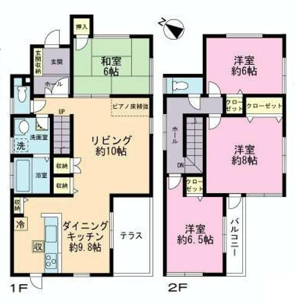 Floor plan. 33,500,000 yen, 4LDK, Land area 172.83 sq m , Building area 107.64 sq m all room 6 Pledge or larger 4LDK ・ Living 19 quires more