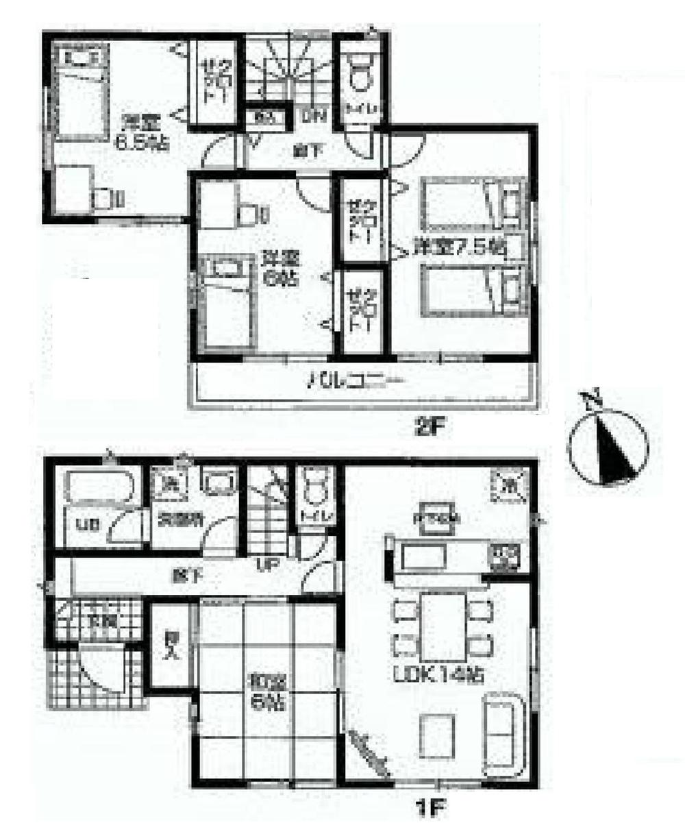 Floor plan. (1 Building), Price 34,800,000 yen, 4LDK, Land area 120.05 sq m , Building area 94.36 sq m