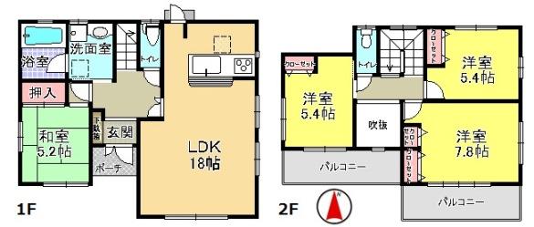 Floor plan. 31.5 million yen, 4LDK, Land area 124.82 sq m , Building area 99.36 sq m