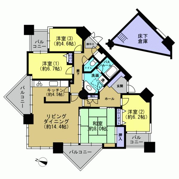 Floor plan. 4LDK+S, Price 33,800,000 yen, The area occupied 115.3 sq m , Balcony area 22.56 sq m