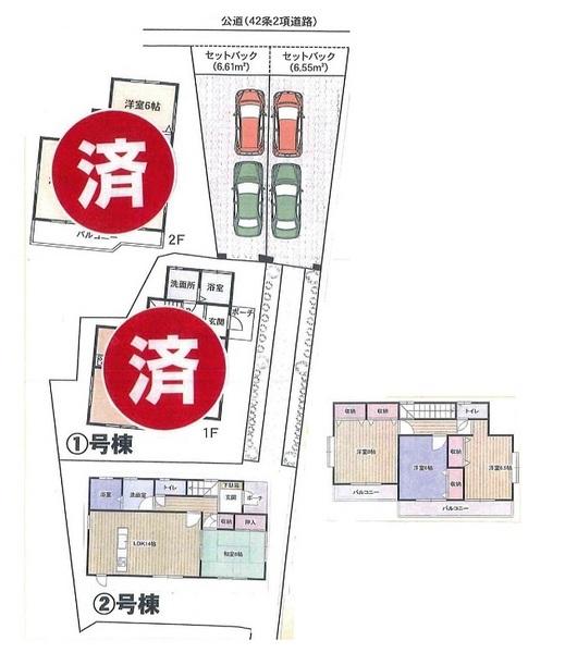 Floor plan. (Building 2), Price 42,800,000 yen, 4LDK, Land area 216.37 sq m , Building area 100.19 sq m