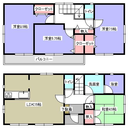 Floor plan. (Building 2), Price 19,800,000 yen, 4LDK, Land area 158.22 sq m , Building area 95.58 sq m