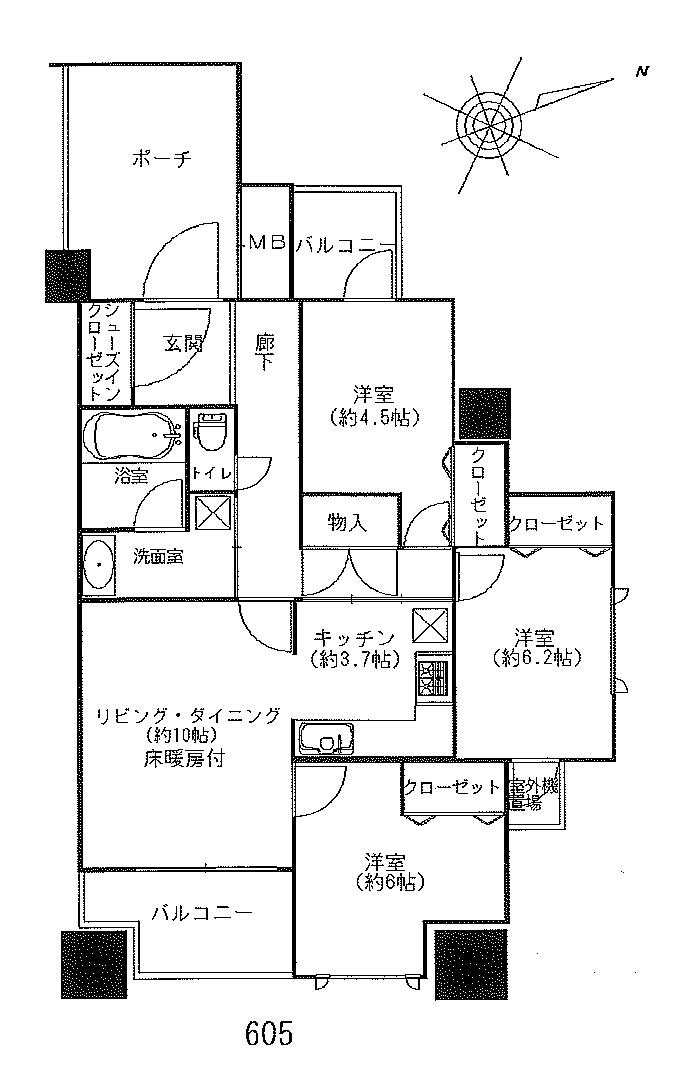 Floor plan. 3LDK, Price 26,800,000 yen, Footprint 70.9 sq m , Balcony area 9.28 sq m