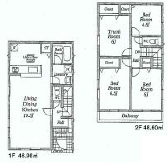 Floor plan. (1 ●), Price 30,800,000 yen, 4LDK, Land area 125.05 sq m , Building area 95.58 sq m