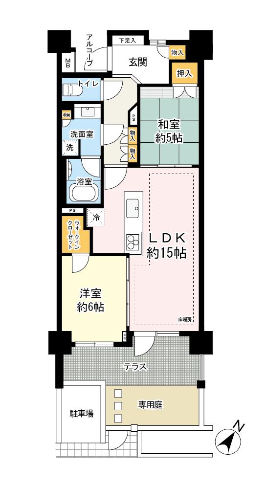 Floor plan. 2LDK, Price 19.5 million yen, Occupied area 65.83 sq m 2LDK + walk-in closet