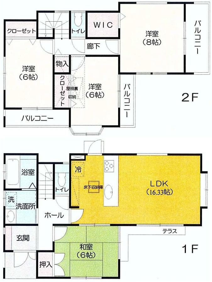 Floor plan. 31,800,000 yen, 4LDK, Land area 145.19 sq m , Building area 98.95 sq m