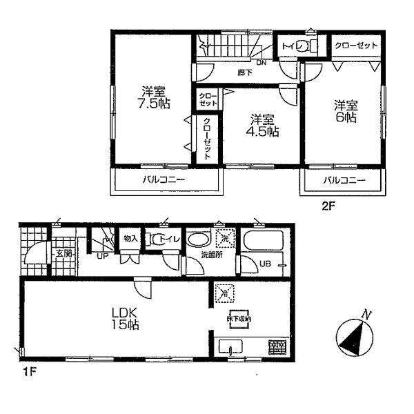 Floor plan. 22,800,000 yen, 3LDK, Land area 104.15 sq m , Building area 79.38 sq m