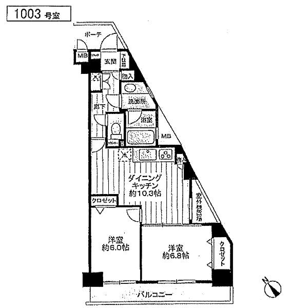 Floor plan. 2DK, Price 18.9 million yen, Occupied area 55.13 sq m , Balcony area 8.1 sq m