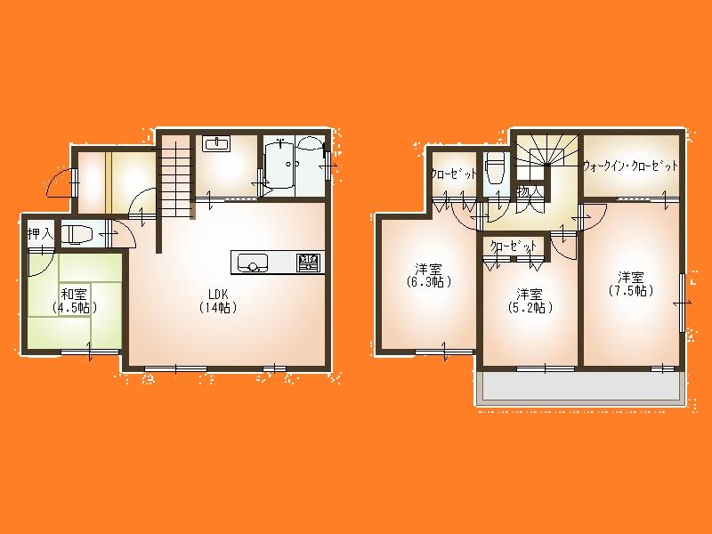 Floor plan. 26,800,000 yen, 4LDK, Land area 117 sq m , Building area 93.56 sq m Floor