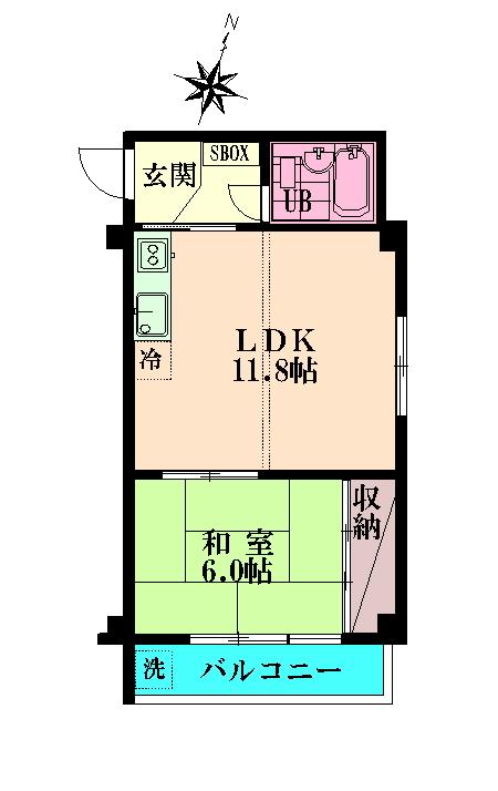 Floor plan. 1LDK, Price $ 40,000, Footprint 37.5 sq m , Balcony area 4.3 sq m