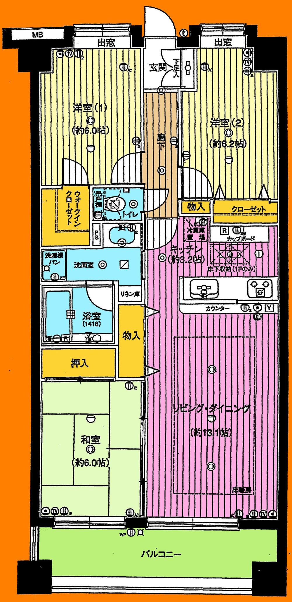 Floor plan. 3LDK + S (storeroom), Price 20.8 million yen, Occupied area 78.57 sq m , Balcony area 9.4 sq m floor plan