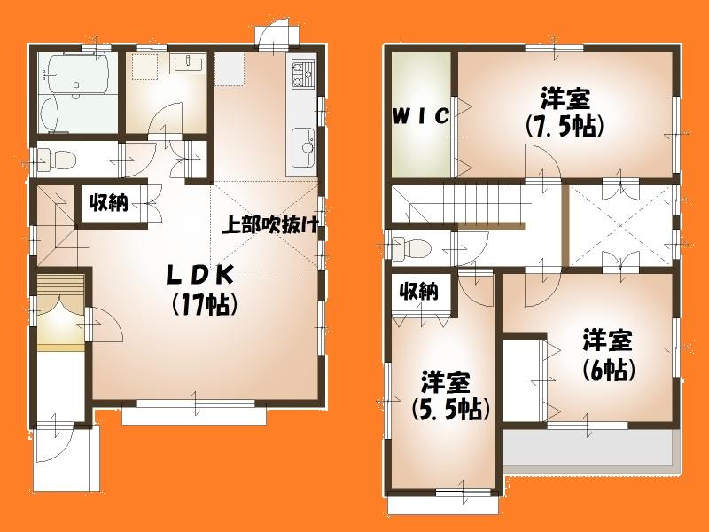 Floor plan. 34,800,000 yen, 3LDK, Land area 122.35 sq m , Building area 91.08 sq m Floor