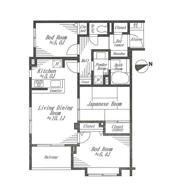 Floor plan. 3LDK, Price 19,980,000 yen, Occupied area 68.93 sq m , Balcony area 5.01 sq m