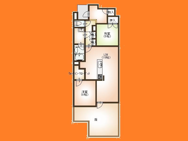Floor plan. 2LDK, Price 19.5 million yen, Occupied area 65.83 sq m , Balcony area 10.26 sq m Floor