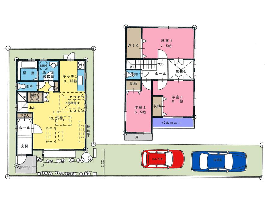 Floor plan. 34,800,000 yen, 3LDK, Land area 122.35 sq m , Building area 91.08 sq m floor plan ・ Compartment Figure