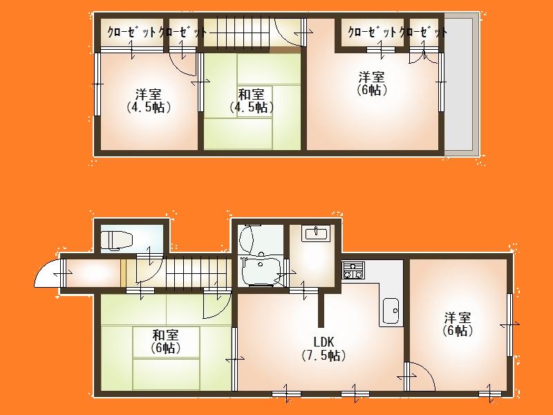 Floor plan. 19,800,000 yen, 3LDK, Land area 130.14 sq m , Building area 77.34 sq m Floor